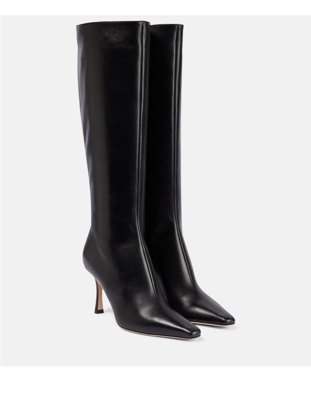 Jimmy Choo Peony Kid Leather Black Knee-high Pointed Toe 85 heel Boots 39.5